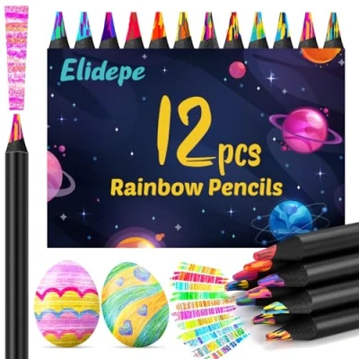 Abbildung von Elidepe Ostergeschenke Kinder, 12 Farben Regenbogenstift, Buntstifte Ostern Geschenke Stifte für Mitgebsel Kindergeburtstag, Mädchen, Basteln Kinder