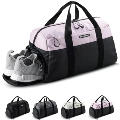 Abbildung von Fitgriff® Sporttasche &amp; Reisetasche V2 für Damen und Herren mit Schuhfach Nassfach Tasche Sport, Fitness, Reisen Trainingstasche, Gym Bag, (Black/Pink, Small)