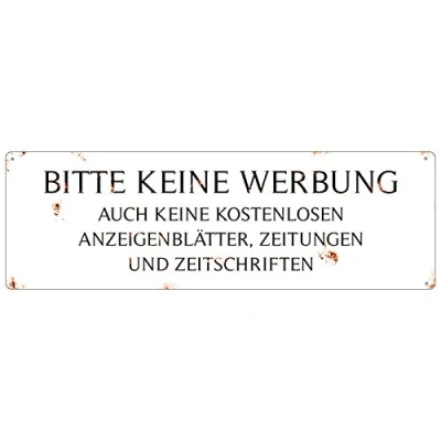 Abbildung von Interluxe METALLSCHILD Shabby Blechschild Bitte Keine Werbung, AUCH KOSTENLOSEN...