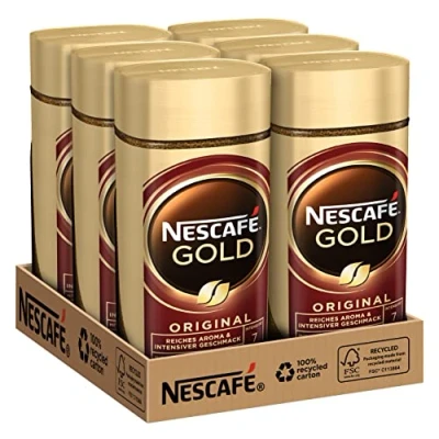 Abbildung von NESCAFÉ GOLD Original, löslicher Bohnenkaffee, Instant Kaffee aus erlesenen Kaffeebohnen, koffeinhaltig, 6er Pack (6x200g)