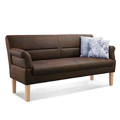 Abbildung von CAVADORE 2,5 Sitzer Kira / Sitzbank für Küche, Esszimmer oder Wohnküche in Lederoptik Inkl. Armteilverstellung und Federkern 168 x 94 81 Hochwertiges Mikrofaser: Braun
