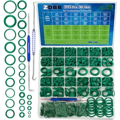 Abbildung von ZDBB 595 Stück Automotive AC O Ringe Kit, SAE und metrische Klimaanlage Sortiment Set für Auto A/C Kompressor professionelle Sanitär Armaturen Dichtung Reparatur