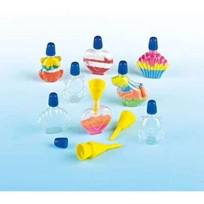 Abbildung von Baker Ross Mini Flaschen aus Kunststoff, Sandkunst, 8 Stück, für Kinder Handwerk Projekte, EV3043, Mittel