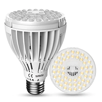 Abbildung von SANSI 24W LED Pflanzenlampe Vollspektrum, E27 Weiß 300W äquivalente Wachstumslampe für Zimmerpflanzen, Grow Light mit High PPFD, 4000K Tageslicht Pflanzenlichter Aussaat und Früchte