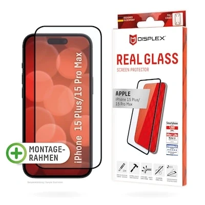 Abbildung von Apple iPhone 15 Plus Panzerglas Displex Real Glass FC Bildschirmschutzfolie Full Cover für das / Pro Max