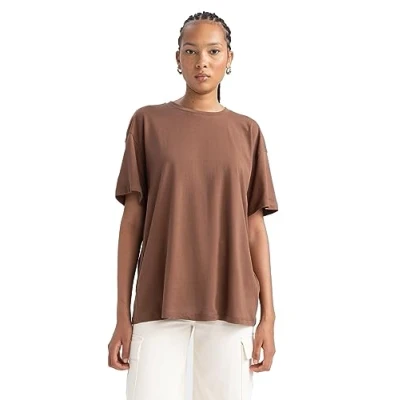 Abbildung von DeFacto Damen B0648ax T Shirt, Brown, XL EU