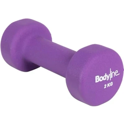 Abbildung von Bodyline Hantel aus Gusseisen mit Neoprenüberzug 2 kg stoßfest und rutschfest einzeln Fitnessstudio HomeGym