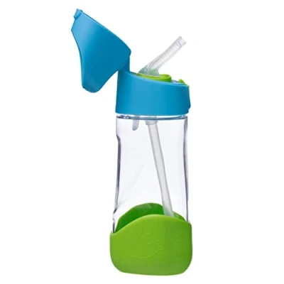 Abbildung von b.box Kinder Wasserflasche mit Strohhalmverschluss und Klappdeckel, langlebige Kunststoff Trinkflasche, perfekt nach dem Schnabelbecher, 425 ml, Zitronenscherbet