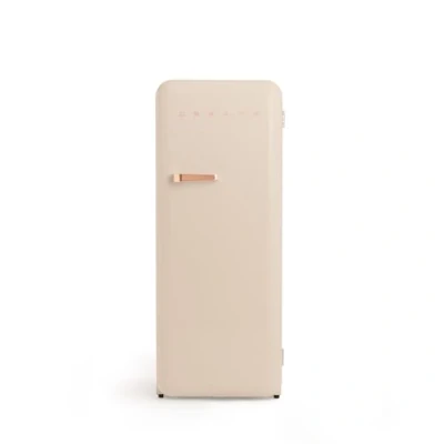 Abbildung von CREATE / RETRO FRIDGE 150 ROSE GOLD/Kühlschrank mit Gefrierfach 281L in Sand, Griff Rosa Gold 102W, niedriger Energieverbrauch, 150cm, 3 Ablagen, Temperaturregelung,60x60x150cm