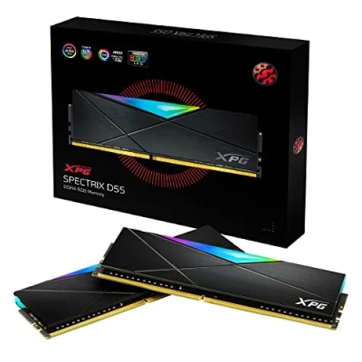 Abbildung von ADATA XPG SPECTRIX D55 DDR4 RGB Memory Module Gaming DRAM 3600 MHz 32GB (2x16GB), Dual Package, High Performance Desktop Arbeitsspeicher, Black