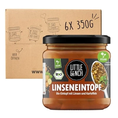 Abbildung von Little Lunch Bio Linseneintopf, 100 Prozent Qualität, Vegan, Ohne zugesetzten Zucker, Laktosefrei, Keine künstlichen Zusätze, Geschmacksverstärker, 6 x 350g