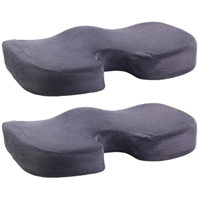 Abbildung von Lescars Sitzkissen Ischias: 2er Set Memory Foam für bequemes Sitzen im Auto, Büro &amp; Co. (Orthopädisches Ischias, Orthopädische Sitzauflage Auto)