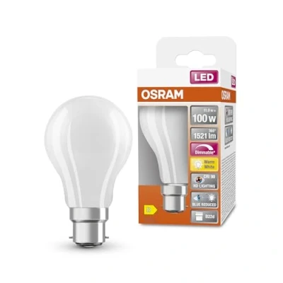 Abbildung von OSRAM Superstar dimmbare LED Lampe mit besonders hoher Farbwiedergabe (CRI90) für B22d Sockel, mattes Glas ,Warmweiß (2700K), 1521 Lumen, Ersatz herkömmliche 100W Leuchtmittel, dimmbar, 1 er Pack