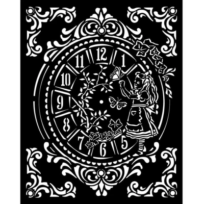 Abbildung von Stamperia KSTD090 Thick Stencil Dicke Schablone Alice Clock, Verschieden, 20 x 25 cm, 3 Piece