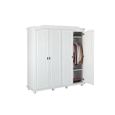 Abbildung von Inter Link Kleiderschrank Massivholz Kleiderschrank, Landhausstil, Kleiderstange, weiß lackiert