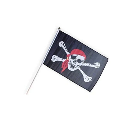 Abbildung von Piratenflagge klein, mit Stab