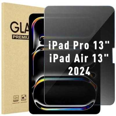 Abbildung von ProCase 1 Stück Sichtschutz Panzer Schutzfolie Glas für 2024 13&quot; iPad Air (M2) / Pro (M4) Anti Spy Privacy Folie Blickschutz Schutzglas