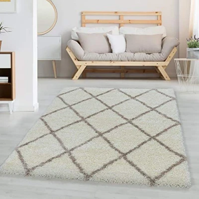 Abbildung von Hochflor Teppich Rauten Design, Carpettex, Läufer, Höhe: 30 mm, Wohnzimmer Geometrisch Design verschiedene farben und größen