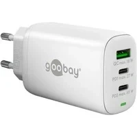Abbildung von Goobay 65408 USB C Ladegerät Netzteil 65W Power Delivery PD Schnellladegerät/iPhone/Android/USB &amp; A 3 Port Mini Adapter für Steckdose/Weiß