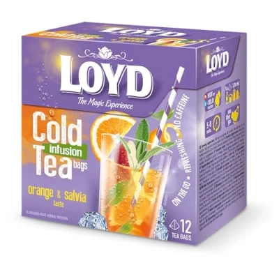 Abbildung von LOYD® Eistee Orange Salbei 1 Box x 12 Teebeutel 30g Ice Tea Sage Aromatisiert Obst Frucht Früchte Fruit Sommerliche Eisteevariante