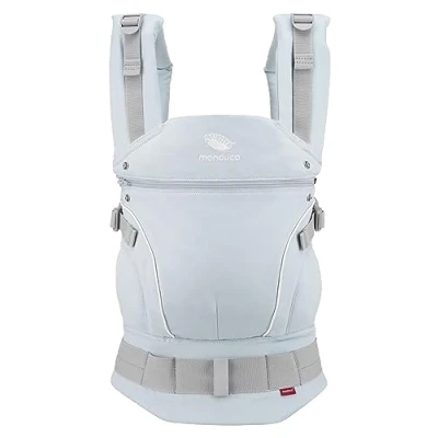 Abbildung von manduca FIRST Babytrage &gt; &lt; Baby und Kindertrage aus weichem Canvas (Bio Baumwolle) mit Rückenverlängerung &amp; ergonomischen Hüftgurt für Kinder von 3,5 bis 20kg (Monochrome Arctic)