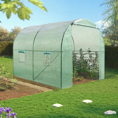 Abbildung von IDMarket Gewächshaus Tunnel 6M2 grün 140 g Eco 2 Abschnitte