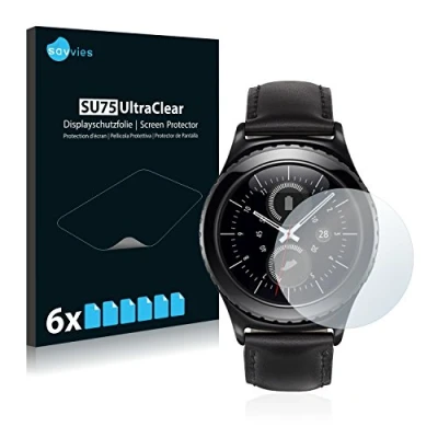 Abbildung von Savvies 6 Stück Schutzfolie für Samsung Gear S2 classic Displayschutz Folie Ultra Transparent