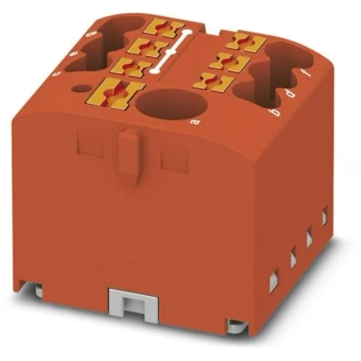 Abbildung von Phoenix Contact PTFIX 6/6X2,5 RD Verteilerblock, Grundklemme mit Einspeisung, 450 V, 24 A, Anzahl der Anschlüsse 7, Querschnitt 0,14 mm² 4 mm², AWG: 26 12, Breite 25,6 mm, Höhe 21,7 Rot, 10 Stück