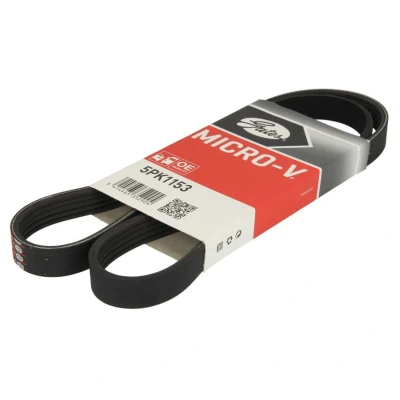 Abbildung von GATES Micro V 5PK1153 Keilrippenriemen 1153 5 Polyester, EPDM (Ethylen Propylen Dien Kautschuk) FIAT: Punto II Schrägheck, 500 Schrägheck