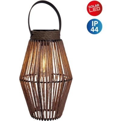Abbildung von näve LED Solarleuchte &quot;Korbinian&quot;, 1 flammig, Schnurbespannung, inkl. Lichtbulb mit LED, warmweißes Licht, Henkel