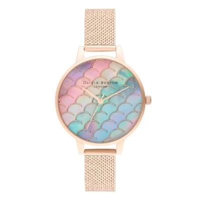 Abbildung von Olivia Burton Analog Quarzuhr für Damen Kollektion Under The SEA mit Roségoldfarbenes Edelstahl Mesh Gliederarmband OB16US45