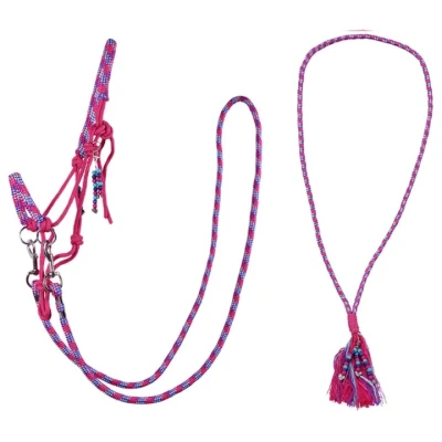 Abbildung von QHP Knotenhalfter Kombi Liberty Set aus mit ABN. Zügeln + Halsseil (Vollblut, Fuchsia)