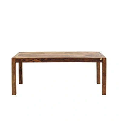 Abbildung von Kare Design Tisch Authentico Braun, eleganter Massivholztisch aus Mangoholz, großer Esstisch, Schreibtisch, Wohnzimmer, Esszimmertisch, Holztisch, Platz für 4 6 Personen, 75x80x140 cm (H/B/T)