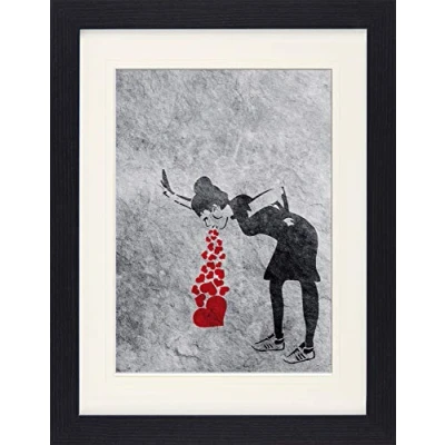 Abbildung von 1art1 Streetart Poster Lovesick Girl, Banksy Gerahmtes Bild Mit Edlem Passepartout Wand Bilder Im Bilderrahmen 40x30 cm