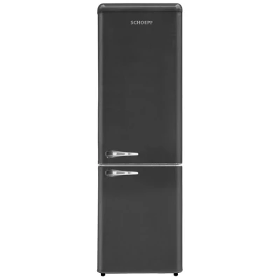 Abbildung von SCHOEPF Kühl /Gefrierkombination RKG265B, 177.5 cm hoch, 54.5 breit, Retro Design, 249 Liter Nutzinhalt Gesamt, Externe Chrom Griffe