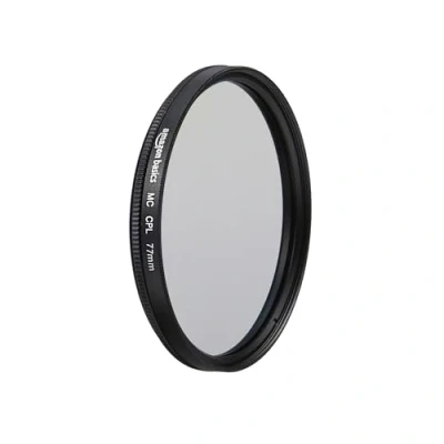 Abbildung von Amazon Basics 77 mm Circular Polarisations Schutzfilter für tiefere Farben, Reduzierung von Blendung und Reflexionen, Mehrfach beschichtet, schützt vor Staub, Schmutz Kratzern