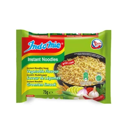 Abbildung von [ 40x 75g ] IndoMie Instant Nudelsuppe, Gemüsegeschmack mit Limette / with Lime + ein kleines Glückspüppchen Holzpüppchen