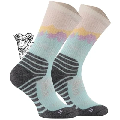 Abbildung von TODO BP LIGHT Dünn Merino Wandersocken für Damen, Herren Trekking Socken, Atmungsaktiv, 55% Merinowolle Blend Funktionssocken, Outdoor (Falcon Pastel, 35 38)