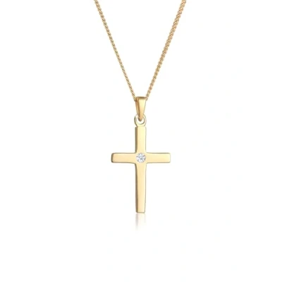 Abbildung von Elli DIAMONDS Collierkettchen Kreuz Diamant Konfirmation Kommunion 585 Gelbgold