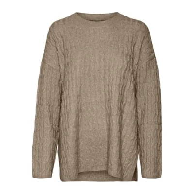 Abbildung von Vero Moda Vmelya Oneck LONG Pullover Strickpullover, Damen, Größe: XS, Silver mink melange
