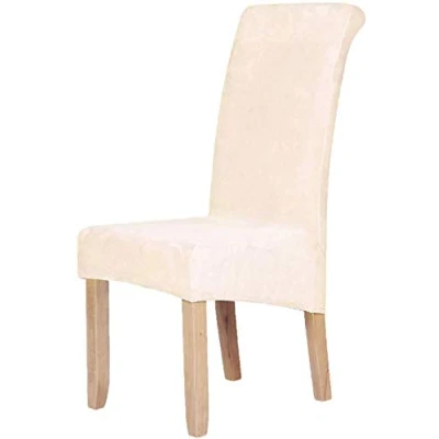 Abbildung von Homaxy Samt Stuhl deckt Satz von 2, Stretch Esszimmer deckt, Spandex Plüsch Decken Große Protector (Beige)