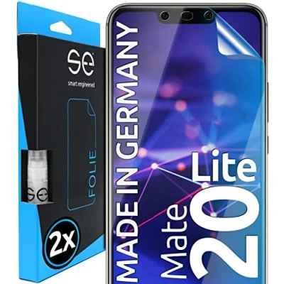 Abbildung von s.e Schutzfolie für Huawei Mate 20 Lite, 2 Stück, Full Screen, Positionierhilfe, Lite Schutzfolie, transparente Displayfolie, funktionierende Alternative zu Schutzglas, Schutzglasfolie