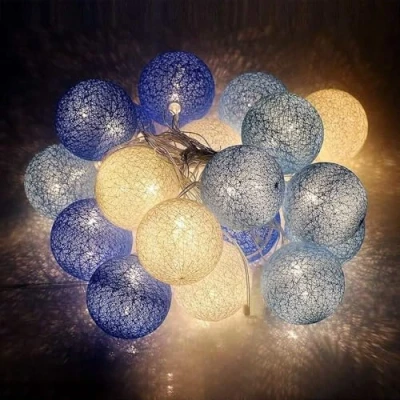 Abbildung von LED Lichterkette Baumwollkugeln Batteriebetrieben, 3,3m 20er Cotton Ball Lichterketten Kugeln Nachtlicht für Weihnachten, Hochzeit, Party, Zimmer, Wohnheim, Innen Deko