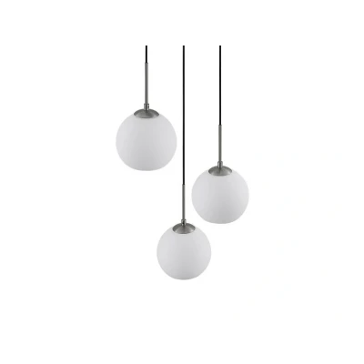 Abbildung von Lindby Hängeleuchte Jurian, dimmbar, Leuchtmittel nicht inklusive, Modern, Stahl, Glas, opal, nickel, 3 flammig, E27, Deckenlampe