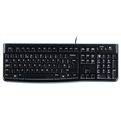 Abbildung von Logitech K120 Kabelgebundene Business Tastatur für Windows und Linux, USB Anschluss, Leises Tippen, Robust, Spritzwassergeschützt, Tastaturaufsteller, Russisches Layout Schwarz