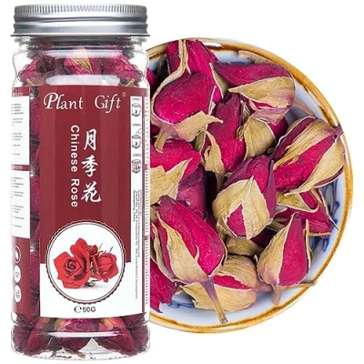 Abbildung von Plant Gift Dried Chinese Rose Buds, 50G/1.76oz 月季花 natürliche getrocknete chinesische Rosenknospen ( Rosa Chinesis Jacq ) Rosebudblume, Kräuterlöser Blatttee, duftende gesunde Kräuter