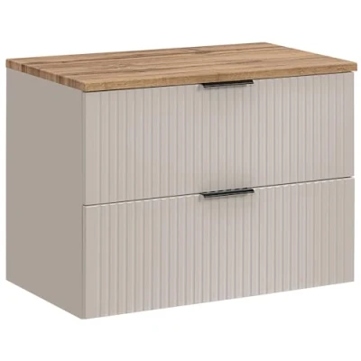 Abbildung von Lomadox Waschtisch ADELAIDE 56 CASHMERE, Waschtischschrank, kaschmir und Eiche mit gerillter Front, 80cm breit