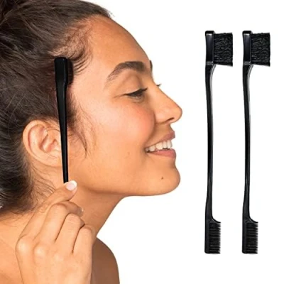 Abbildung von Kitsch Pro Dual Hair Edge Bürste und Teasing Comb Brush Set, 2 in 1 Control Brush, Pack (Blush)
