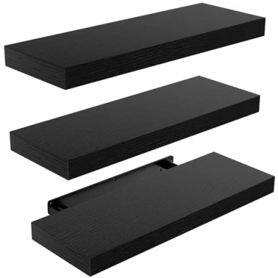 Abbildung von STOREMIC Wandregal schwarz, Regale für die Wand 3er Set, schwarz belastbar bis zu 22 lbs, modern DekoAusstellungsregale mehr Platz L38 x B17 cm Badezimmer, Büro, Wohnzimmer