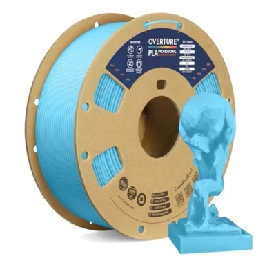 Abbildung von OVERTURE PLA Plus (PLA+) Filament 1,75 mm, professionelle Festigkeit, 1kg (2,2 lbs), Maßgenauigkeit +/ 0,02 für 3D Drucker (Hellblau)